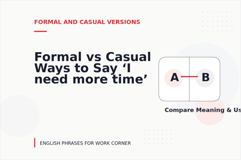 Formal vs Casual Ways to Say ‘I need more time’ Formal vs Casual Ways to Say ‘I need more time’